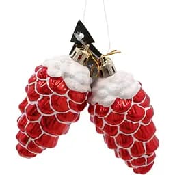 Прикраса-підвіска Chomik Шишки пластикова 9 см червоні 2 шт. (BAI5386)