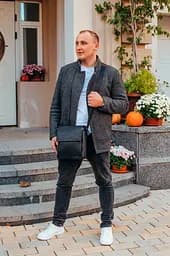 Сумка чоловіча через плече шкіряна чорна планшет на кожен день (75-5271) - мініатюра 10