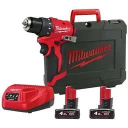 Дриль-шуруповерт акумуляторний безщітковий ударний MILWAUKEE, M12 BLPDRC-402С, 40Нм (ЗУ, 2х4Аг, кейс)