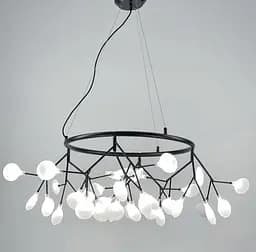 Подвесная люстра на 36 плафонов в черном корпусе Line.F Цвет плафона Белый