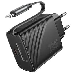 МЗП Hoco N57 Full PD20W with retractable cable Type-C (2USB-C) Black - мініатюра 4
