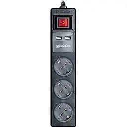 Фильтр питания Real-El RS-3 USB CHARGE 1.8 m Black
