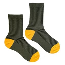 Шкарпетки дитячі високі в рубчик з індійської бавовни хакі 413020