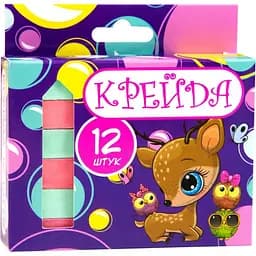 Крейда кольорова Strateg квадрат шкільний 12 шт. (50114)