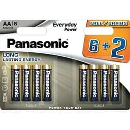 Батарейка AA (LR6), лужна, Panasonic Everyday Power, 8 шт, 1.5V, Blister (LR6REE/8B2F)
