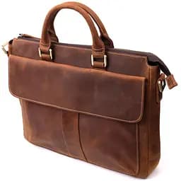 Стильный портфель в винтажном стиле из натуральной кожи Vintage 22673 коричневый