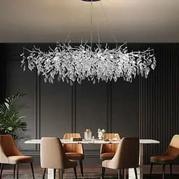 Видовжена срібна люстра DIAMINA з кришталевим камінням у корпусі 120 см | Арт. 33007-L1200*400 CH | Line F