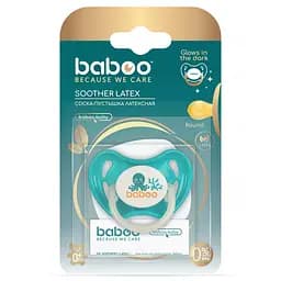Пустушка кругла Baboo Sea Life, латексна, світиться в темряві, 0+, бірюзова (5-043) - мініатюра 2
