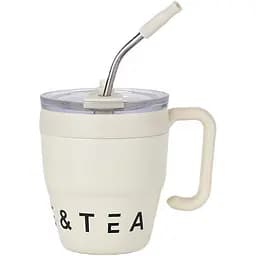 Термочашка Coffee &amp; Tea 480 мл з трубочкою і подвійним відкриванням, білий Yiwu HP-14-23BE