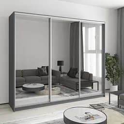 Шкаф-купе трехдверный MebelStar Уни AL 3 Зеркала 250x60x210 см Антрацит (MBS-3117)