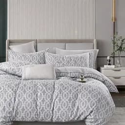 Комплект постельного белья с компаньоном Турция евро размер 100% котон Наволочки 70х70 см Дима европейка Серый с узорами