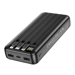 Зовнішній акумулятор Borofone BJ20A 20000 mAh з вбудованими кабелями чорний - мініатюра 3