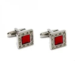 Запонки з червоним камінчиком Handmade acs0005786