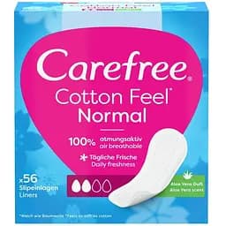 Ежедневные прокладки Carefree Мягкость хлопка с Алоэ 56 шт. (3574661486307)