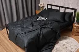 Комплект постільної білизни Moon&Star Satin Stripe Midnight Luxe євро 200х220 наволочки 2х40х60 - мініатюра 5
