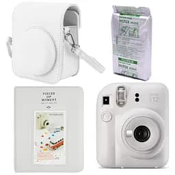 Набір камера Fujifilm Instax Mini 12, Фотопапір 10шт, Чохол, Фотоальбом 64 фото Білий
