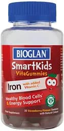 Вітаміни та мінерали Bioglan Smartkids Iron + Vitamin C, 30 желейок Полуниця
