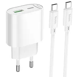 МЗП Hoco C109A Fighter PD20W+QC3.0 (1USB-A/1C) + кабель Type-C to Type-C White