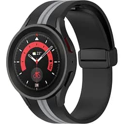 Ремінець для Samsung Galaxy Watch 5 Pro 45mm - чорно-сірий ширина кріплення 20мм силікон Watchbands Cls-line-black (W35-6WB69551119)