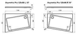 Душовий піддон Ravak Asymetric Pro 120x90 L 10° XA25G70101L - мініатюра 5