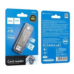 Перехідник Hoco USB & Type-C 3.0 high-speed Card reader HB39 5Gbps - мініатюра 2
