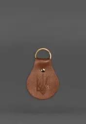 Патриотический кожаный брелок с гербом светло-коричневый.