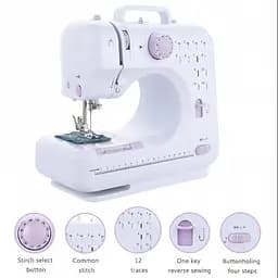 Швейна машинка міні з адаптером 220В та педаллю біла Yasm 505 12 в 1 Sewing Machine - мініатюра 2