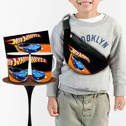 Набір: дитяча сумка-бананка+кружка Хот Вілс «Hot Wheels» 32х15см, бананка для хлопчика через плече на подарунок (00999)