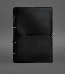 Шкіряний блокнот А4 на кільцях (софт-бук) 9.0 в м'якій обкладинці чорний глянець