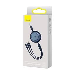 Кабель Baseus Bright Mirror 2 Series Retractable 3 in 1 Fast Charging Data Cable USB to M+L+C 3.5A 1.1 м блакитний - мініатюра 2