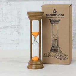 Пісочний годинник в дерев'яному корпусі на 10 хвилин (колір горіх/пісок помаранчевий), Склоприлад 86721 - мініатюра 3