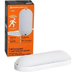 LED светильник Євросвітло CL-RS-V1 IP65 18 Вт 6400К с датчиком движения накладной овал белый (59216)