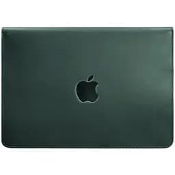 Кожаный чехол-конверт BlankNote на магнитах для MacBook Pro 16" Зеленый Crazy Horse