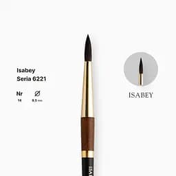 Пензель білка кругла натуральна Isabey 6221, №14, для акварелі, коротка ручка - мініатюра 2