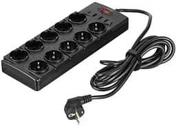 Удлинитель сетевой 3м 10xТипF 16A 3xUSB-A 1xUSB-C фильтр черный 2E osv0002165