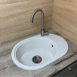Кухонна мийка Adamant OVALE біла 610x420x180 мм, з крилом 61 см - мініатюра 2
