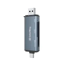 Зчитувач флеш-карт ColorWay USB 2.0/USB-C to CF/SD/MicroSD (CW-CR-01) - мініатюра 3