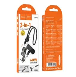 Кабель Hoco X126 Experto 60W lanyard charging data cable C to C(L-0.35M) Black - мініатюра 2