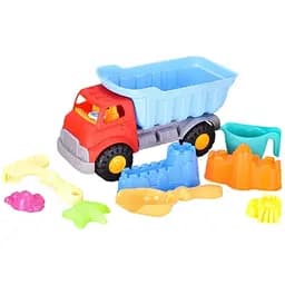 Дитячий пісочний набір JX 6854 з великим самоскидом, лопаткою, граблями та 5 формочками