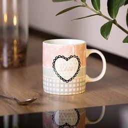Чашка порцелянова Love 400 мл, сірий з рожевим Liling Rongxiang Ceramic RX-N240143GRE - мініатюра 4