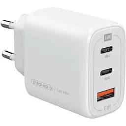 Мережевий зарядний пристрій Intaleo TCG65GAN 65W GAN 2USB-C PD+USB-A QC 3.0 White