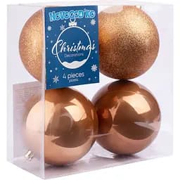 Набір новорічних куль Novogod'ko 10 cм бронза 4 шт. (974424)