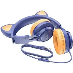 Навушники Hoco Cat ear headphones with mic W36 блакитні - мініатюра 8