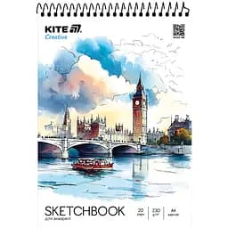 Скетчбук на спіралі для акварелі Kite Creative А4 20 аркушів (K-1284)