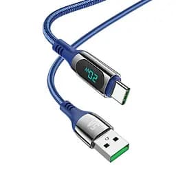 Кабель с экраном Hoco S51 USB - Type-C 1,2 м нейлоновый синий 6931474749246