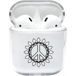 Прозорий силіконовий чохол Apple AirPods із малюнком - Peace (KAP1181)