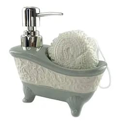 Диспенсер для мила Ванна з мочалкою 14х14х7 см блакитний