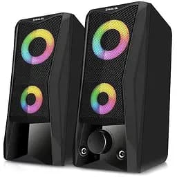 Колонки 2.0 REAL-EL S-107 чорний, 2 x 3 Вт, USB, mini-jack 3.5 мм, RGB-підсвічування (EL121100017)