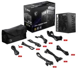 Блок живлення 1000 Вт, MSI MPG A1000G PCIE5, Black, модульний, 80+ Gold, Active PFC, 13.5 см, 4xMolex / 12xSATA / 1x16-pin / 6x6+2-pin / 1x4+4-pin / 1x20+4-pin, захист OCP/OVP/OPP/OTP/SCP/UVP - мініатюра 4