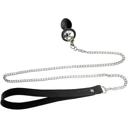 Силиконовая анальная пробка Art of Sex Silicone Anal Plug with Leash size S с поводком Black